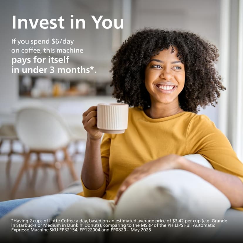 PHILIPS 3300 Series Fully Automatic Espresso Machine with integrated milk frother and grinder, 5 Hot & Iced Coffee Pre-Sets, 40% Quieter SilentBrew, 15-Bar Pressure, Glossy Black (EP3326/90)