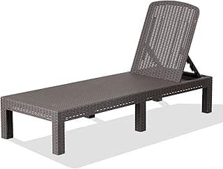Outdoor Chaise Lounge Chair for Pool, Patio Bench Waterproof Sunbed,Mocha