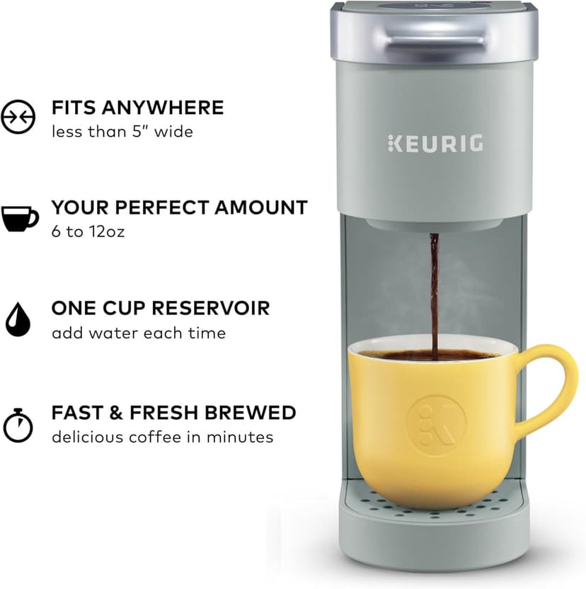 Keurig K-Mini Single Serve K-Cup Pod Coffee Maker, 6 to 12oz Brew size, with Cord Storage, Perfect for Small Spaces, Studio Gray