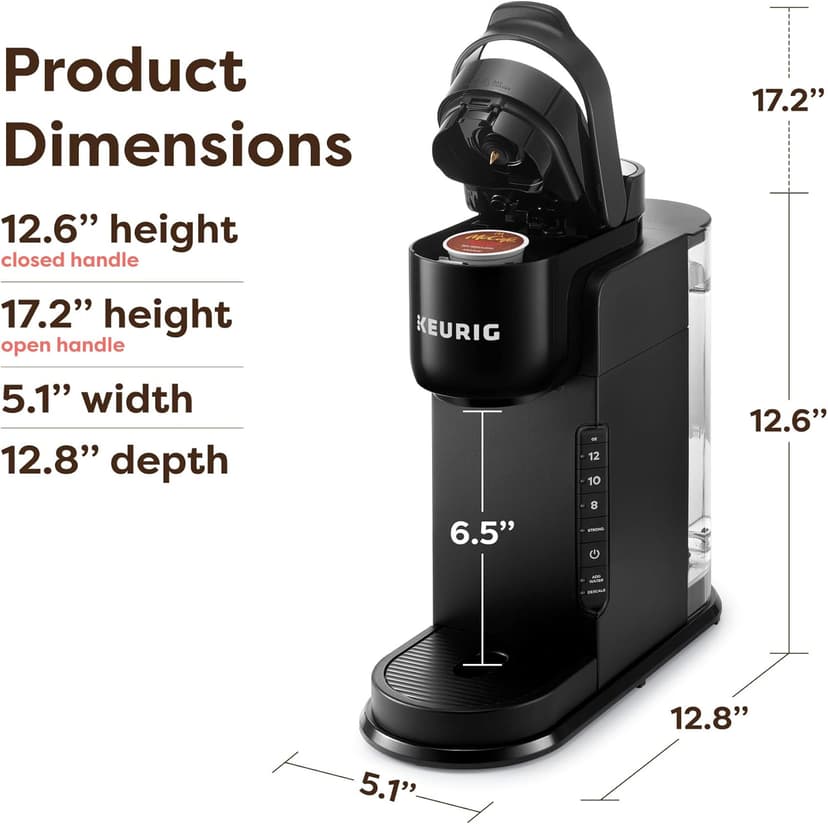 Keurig K-Express Single Serve K-Cup Pod Coffee Maker, 3 Brew Sizes, Strong Button Feature, 42oz Removable Reservoir, Black