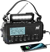 Raynic NOAA Weather Radio, 5000mAh/18500mWh Solar Hand Crank Emergency Radio, Battery Powered Portable Radio with AM/FM/SW/NOAA, Cell Phone Charger, Type-C Charging, Flashlight and SOS Siren