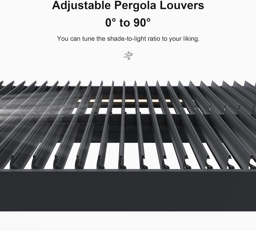 PURPLE LEAF 14' x 24' Louvered Pergola 94AS Modern Oversize Aluminum Gazebo with Adjustable Roof for Patio Deck Backyard Plus Size Gray Pergola