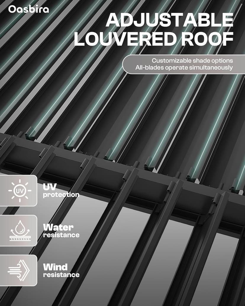 Louvered Pergola, 10 x 13 Aluminum Pergola, Outdoor Modern Design with Adjustable Roof and Hidden Drainage System, Durable for Gardens, Patios, Garden Yard, Deck (Dark Gray, 10x13)