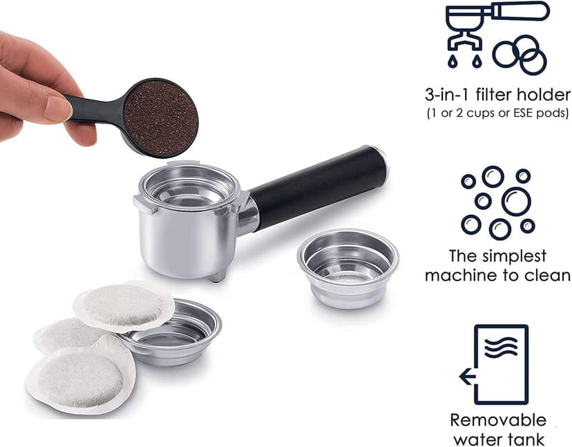 De'Longhi 15-Bar Pump Espresso Machine with Milk Frother & Temperature Control - Compact Home Barista Coffee Maker for Espresso, Latte, Cappuccino & Iced Coffee, Easy to Clean Design