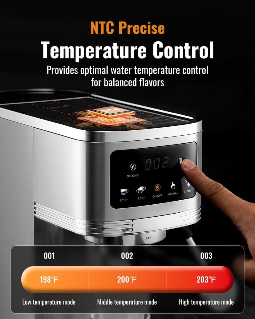 SHARDOR Espresso Machine 20 Bar, Professional Espresso Machine with Milk Frother and Touchscreen, Expresso Coffee Machines with Adjustable Temperature,for Cappuccino, Latte