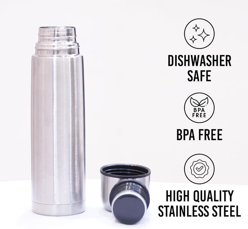 Best Stainless Steel Coffee Thermo | BPA Free & Triple Wall Insulated | Hot Water & Cold Drinks for Hours | Perfect for Biking, Backpack, Camping, Office | Fits Most Car Cupholders (500 ML)