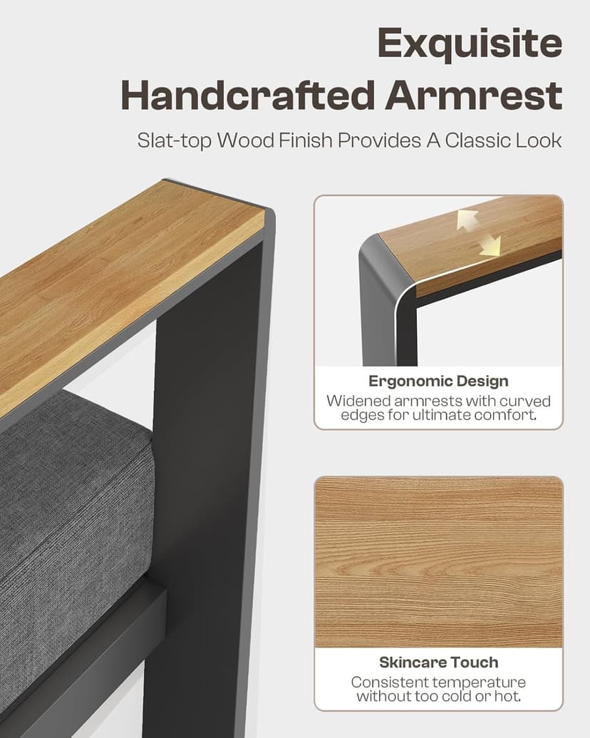 Aluminum Outdoor Patio Furniture Set with Coffee Table, 5 Piece Patio Conversation Sets with Washable Thick Cushions, Outdoor Sectional Furniture Set for Porch, Balcony, Deck, Yard, Graphite