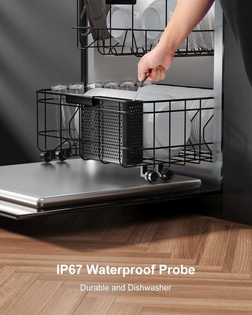 500ft Bluetooth Wireless Meat Thermometer for Smoker, Fitflavor Digital Grill Meat Thermometer Wireless for Grilling BBQ Cooking Oven Rotisserie, Rechargeable Battery, IP67 Waterproof (FNT11-4)