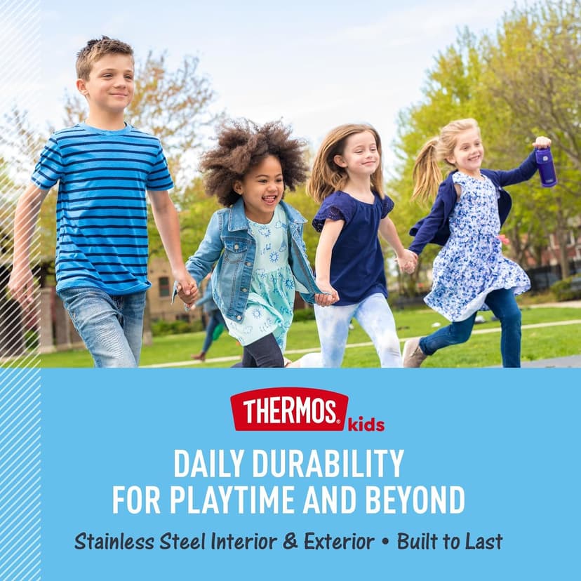 THERMOS FUNTAINER 16 Ounce Stainless Steel Vacuum Insulated Bottle with Wide Spout Lid, Navy