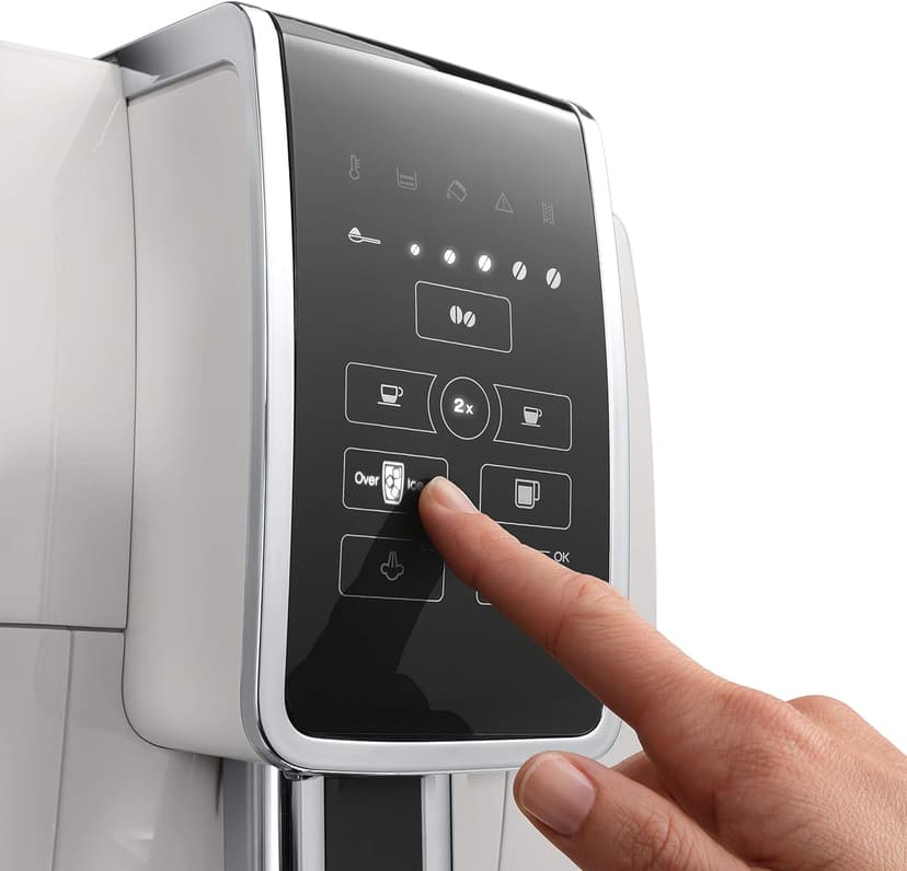 De'Longhi Dinamica Automatic Coffee & Espresso Machine, Iced-Coffee, Burr Grinder (White) (Renewed)