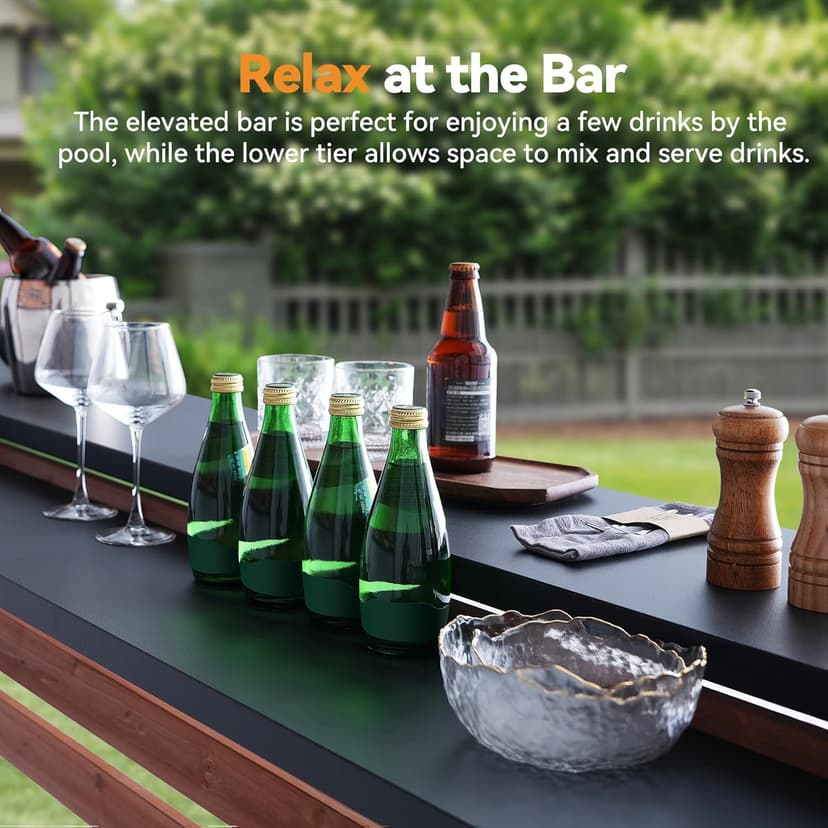 Modern Shade The Aura Cedar Wood Entertainment Bar Center, Wood Gazebo Grill Pavilion with Shelves & Paper Towel Holder, Grill Gazebo with Hardtop Steel Roof,TV Mount, Power Strip for Patio, Garden