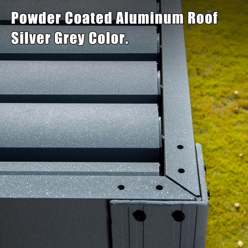 Domi Outdoor Louvered Pergola 10x13FT Full Aluminum Structure,Patio Rainproof Pergola with Two Independently Adjustable Roof for Backyard, Garden w/Curtains and Netting - Dark Gray