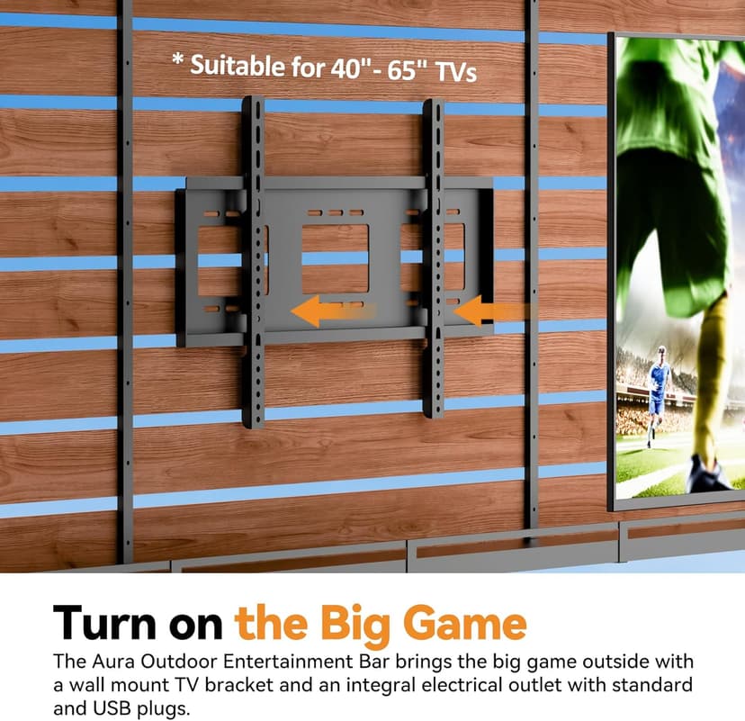 Modern Shade The Aura Cedar Wood Entertainment Bar Center, Wood Gazebo Grill Pavilion with Shelves & Paper Towel Holder, Grill Gazebo with Hardtop Steel Roof,TV Mount, Power Strip for Patio, Garden