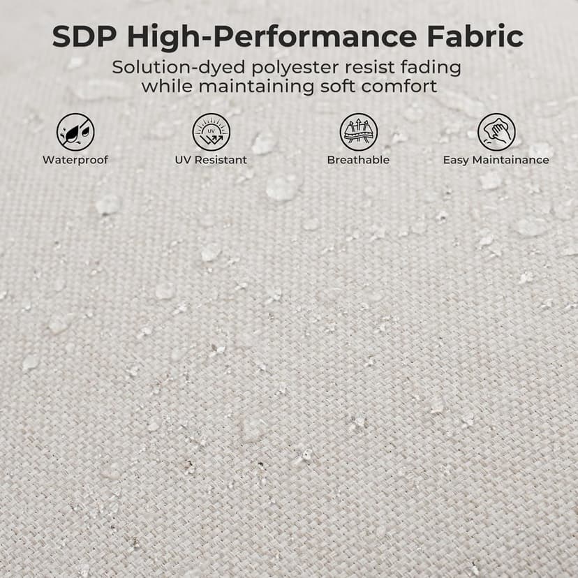 Grand patio 5-Piece Outdoor Furniture Set, 5 Seats Wicker Sofa Conversation Set with 3-Seat Couch, Thick Cushions and Coffee Table, for Backyard, Balcony, Garden (Beige)