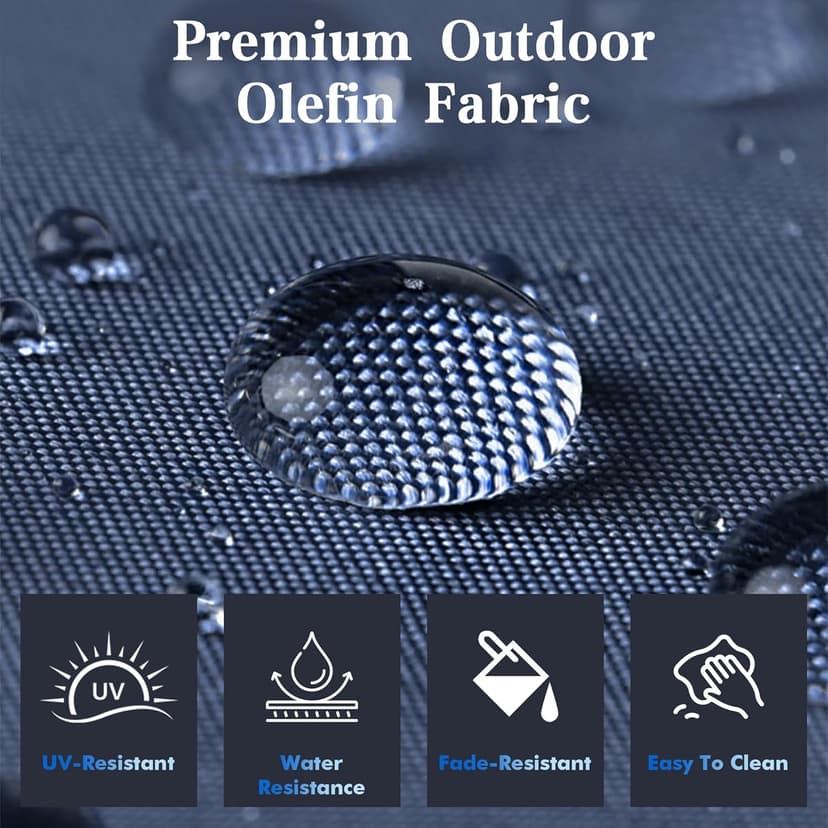 6 Piece Patio Furniture Set with Swivel Chairs, Side Table & Ottomans, Outdoor Conversation Set for Backyard, Deck, Porch, Poolside - Blue Comfortable Cushions in Mixed Grey Wicker