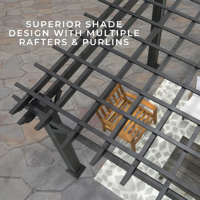 Backyard Discovery Stratford 14' x 12' Traditional Galvanized Steel Pergola Kit with Shade Sail Canopy, Powder-Coated Finish, All-Season Durability, High-Wind Rating for Outdoor Patio, Deck, Garden