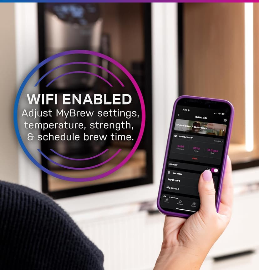 GE Profile Smart Grind & Brew Coffee Maker w/Podless Single Serve, 90oz Water Reservoir, 10 Cup Thermal Carafe, Voice Control, Adjustable Burr Grinder, SCA Certified, Barista-Quality, Stainless Steel