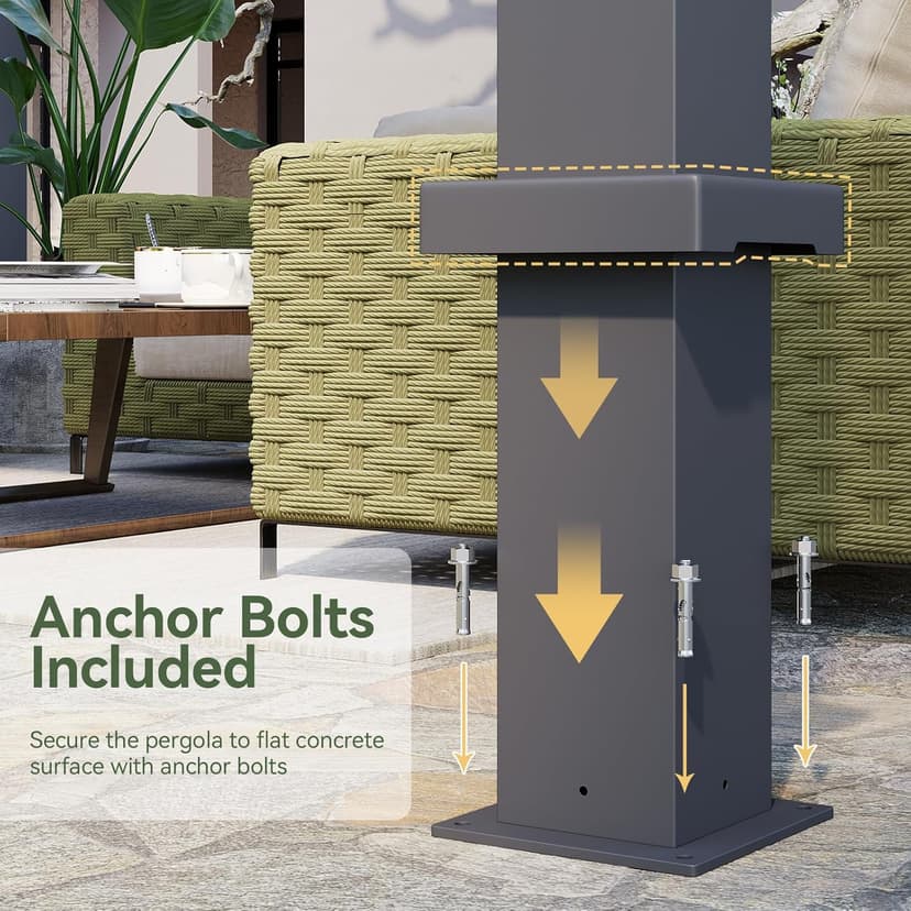 Aoxun Louvered Pergola 10' x 10' Outdoor Aluminum Pergola with Adjustable Top for Decks, Gardens and Backyards, Gray