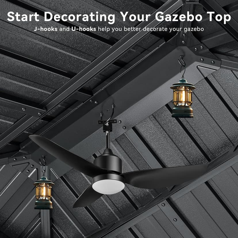 Aoxun 12'x10' Hardtop Gazebo, Aluminum Frame Permanent Pavilion with Curtains and Netting, Outdoor Galvanized Double Roof Canopy, Designed for Garden, Lawns, Patio (Black/Grey)