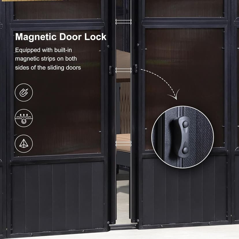 PURPLE LEAF 12' X 14' Patio Hardtop Gazebo Double Top Outdoor Screen House Aluminum Solarium Backyard Sun Room with Detachable Windows