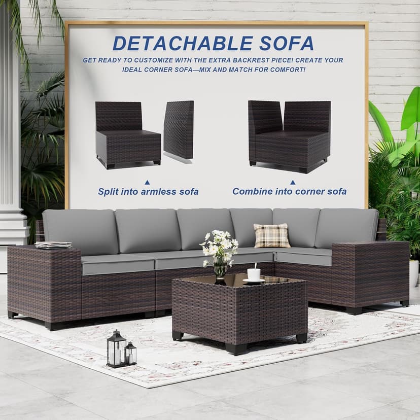 10 Pieces Patio Furniture Set with 2 Swivel Chairs Patio Furniture Outdoor Sectional Sofas with 55000 Gas Fire Pit Patio Conversation Set w/7 Cushions-Gary