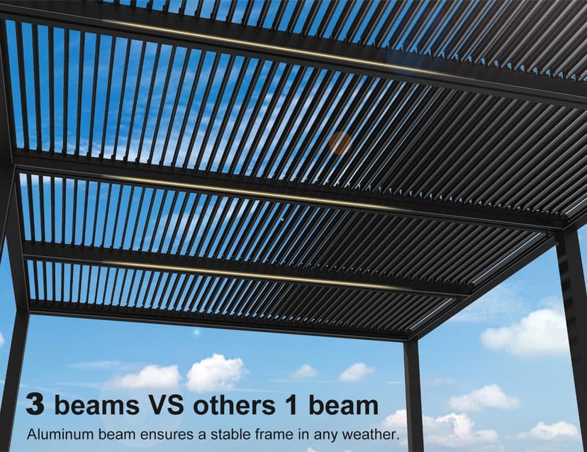 PURPLE LEAF 14' x 24' Louvered Pergola 94AS Modern Oversize Aluminum Gazebo with Adjustable Roof for Patio Deck Backyard Plus Size Gray Pergola