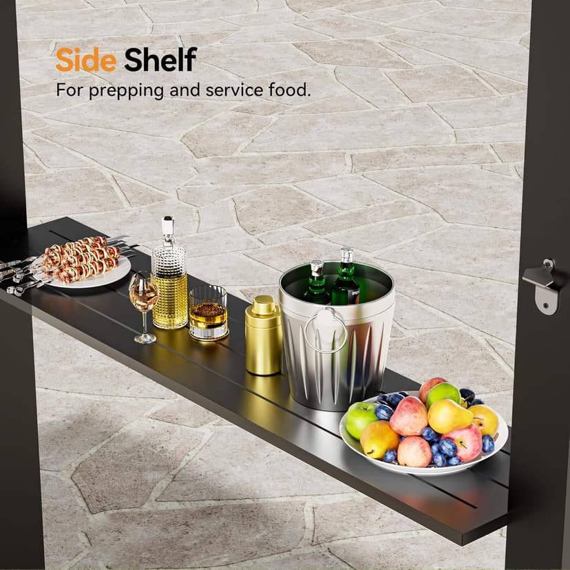 Hardtop Grill Gazebo 6'x12'with Side Shelf, Outdoor Gazebo with Bottle Opener & Hooks, Grill Canopy with Sturdy Rustproof Design for Backyard, Garden, Patio,Black