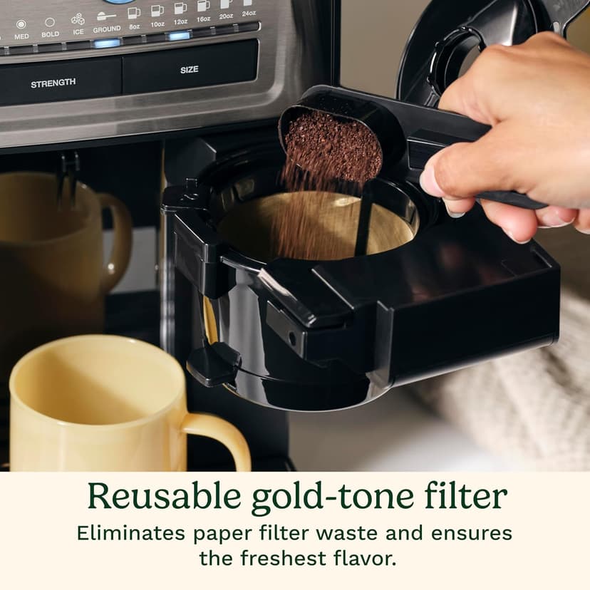 Cuisinart Coffee Maker, Custom Grind and Brew Single Cup Coffee Maker, 6 Cup Sizes, Built-in Stainless Steel Burr Mill, Adjustable Strength, Grind Control and Over Ice Feature, Easy Cleaning, DGB-30