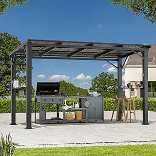 Hardtop Grill Gazebo 6'x12'with Side Shelf, Outdoor Gazebo with Bottle Opener & Hooks, Grill Canopy with Sturdy Rustproof Design for Backyard, Garden, Patio,Black