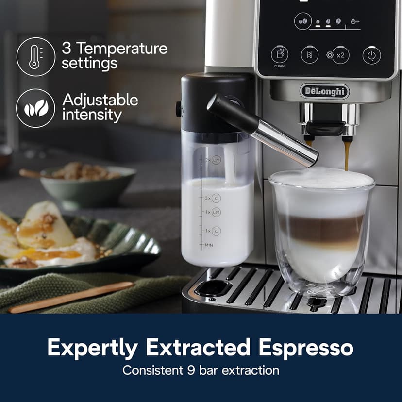 De'Longhi Magnifica Start Espresso & Coffee Machine with Automatic Milk Frother, One Touch Latte, Cappuccino, Built-in Grinder, Silver, ECAM22080SB