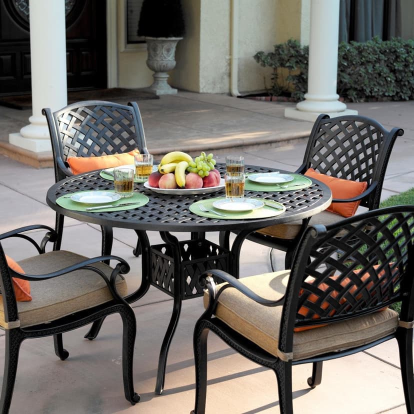 Darlee Nassau 5 Piece Cast Aluminum Patio Dining Set with Round Table