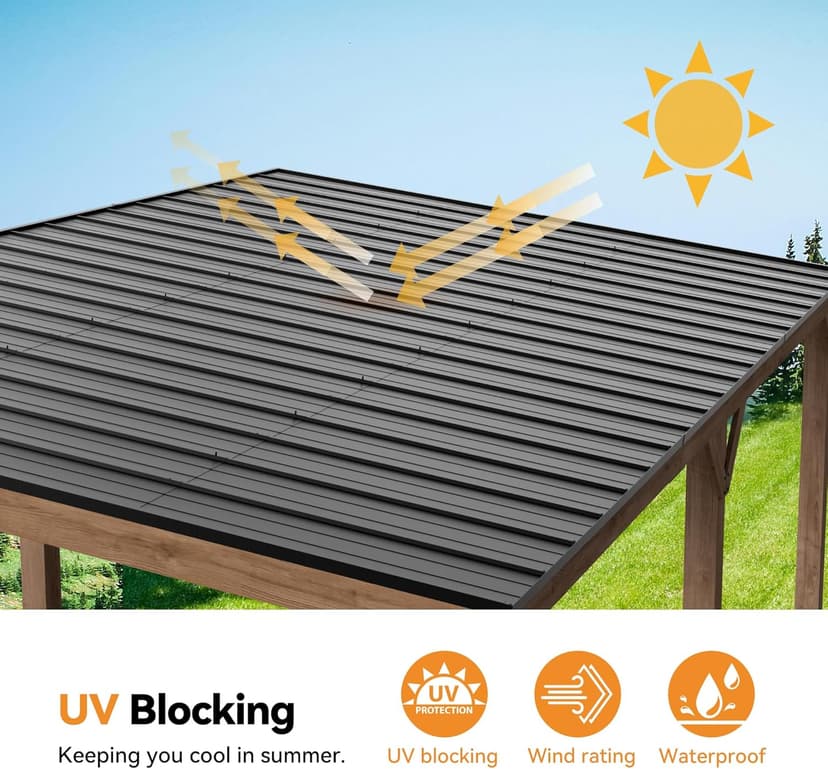 Modern Shade Supreme Cedar Wood Gazebo 12' x 20' with Hardtop Slope Roof, Wooden Grill Gazebo with Durable and Rot-Resistant, Supports Snow Loads and High Wind Speeds, Ideal for Backyard, Deck, Garden