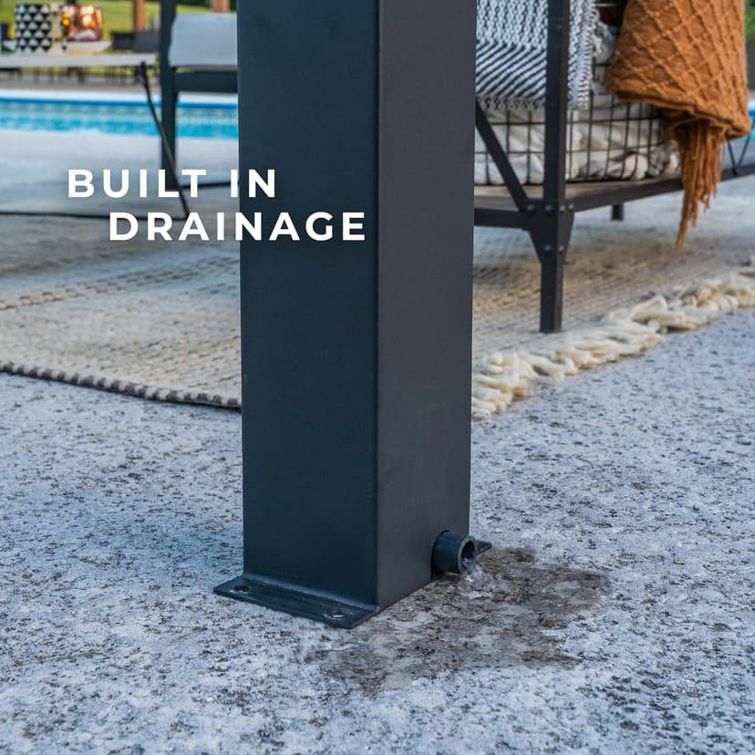 Backyard Discovery Evanston 18'x10' Galvanized Steel Wall-Mounted Louvered Pergola Kit with Adjustable Roof, Shade, Rain Protection, High-Wind Rating, PowerPort, Gutter System for Outdoor Patio, Deck