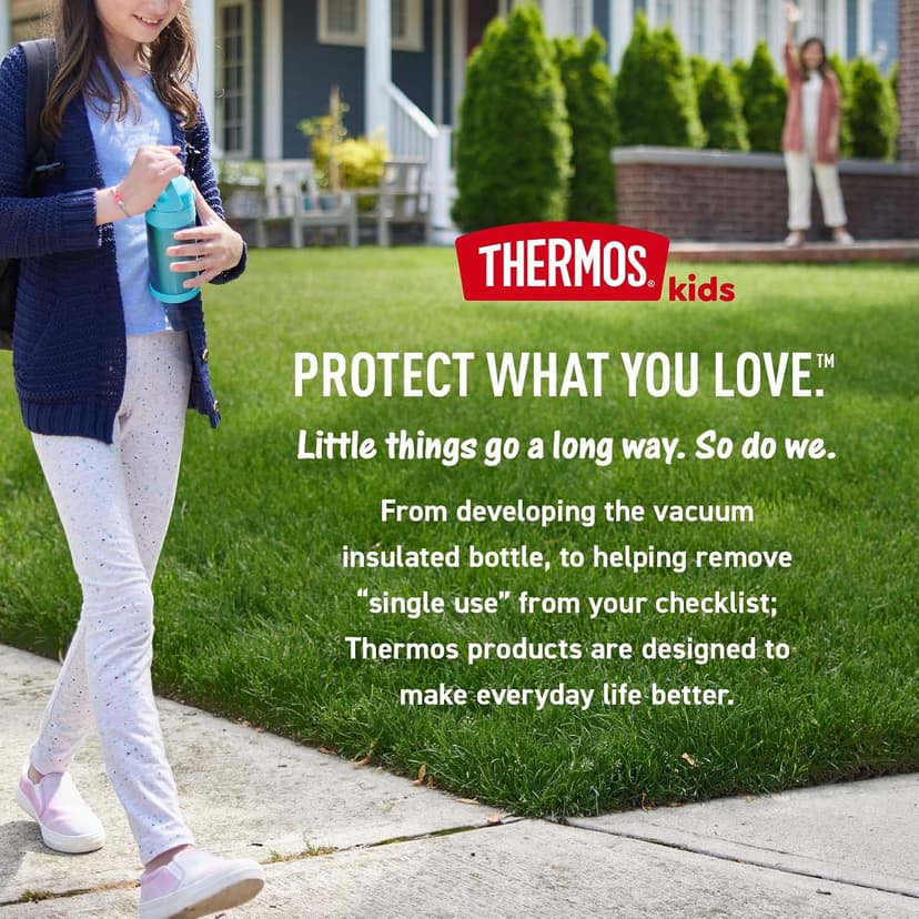 THERMOS FUNTAINER 16 Ounce Stainless Steel Vacuum Insulated Bottle with Wide Spout Lid, Navy