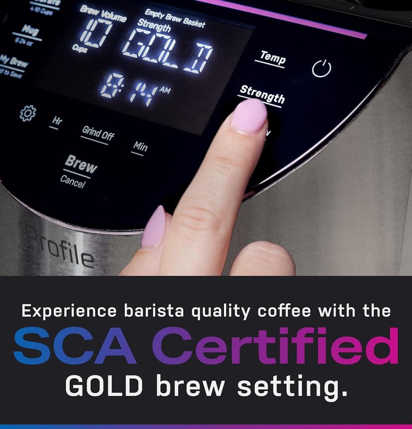 GE Profile Smart Grind & Brew Coffee Maker w/Podless Single Serve, 90oz Water Reservoir, 10 Cup Thermal Carafe, Voice Control, Adjustable Burr Grinder, SCA Certified, Barista-Quality, Stainless Steel