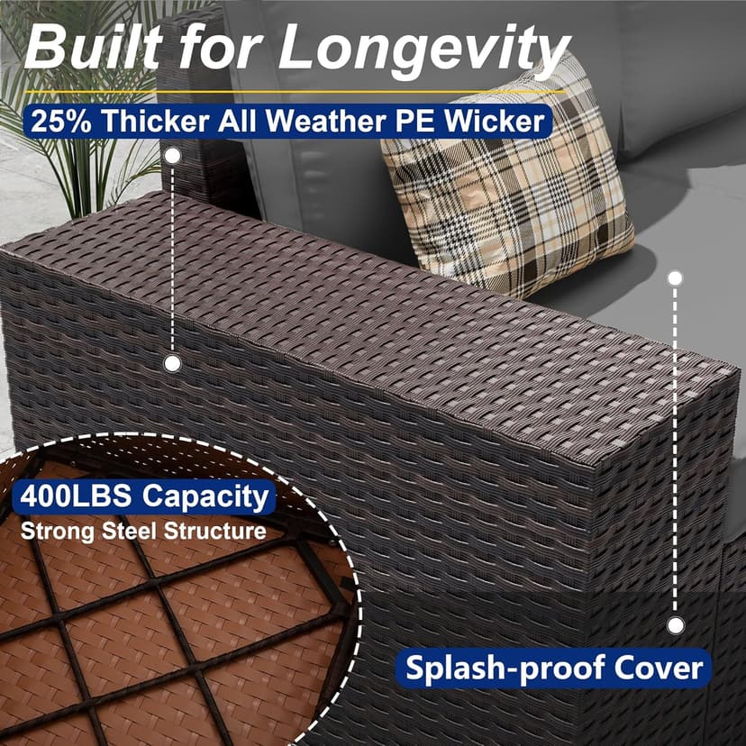 10 Pieces Patio Furniture Set with 2 Swivel Chairs Patio Furniture Outdoor Sectional Sofas with 55000 Gas Fire Pit Patio Conversation Set w/7 Cushions-Gary