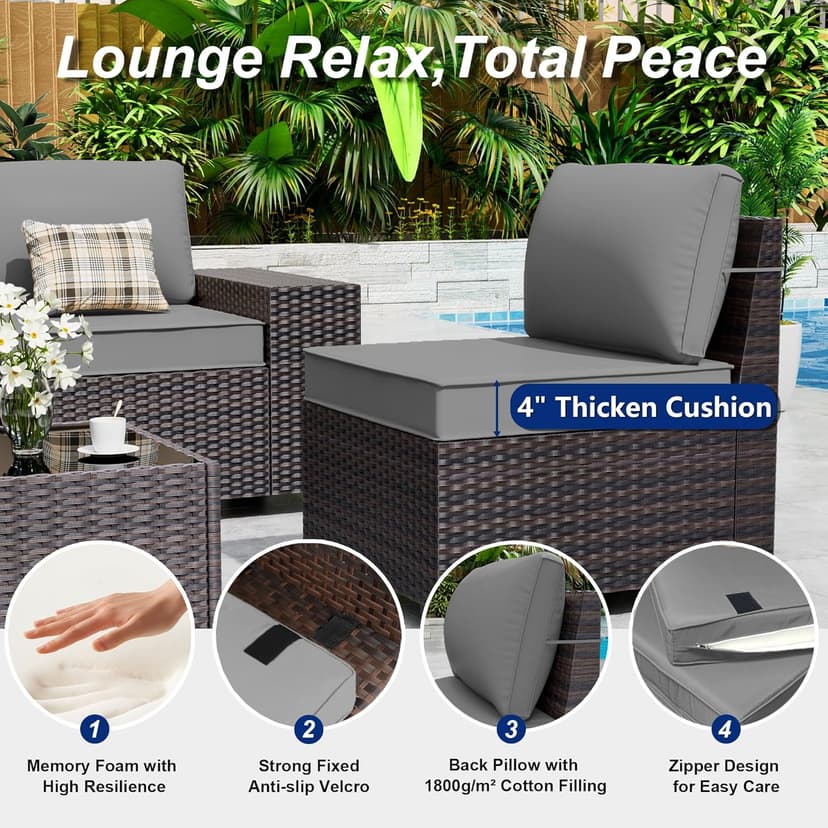 10 Pieces Patio Furniture Set with 2 Swivel Chairs Patio Furniture Outdoor Sectional Sofas with 55000 Gas Fire Pit Patio Conversation Set w/7 Cushions-Gary