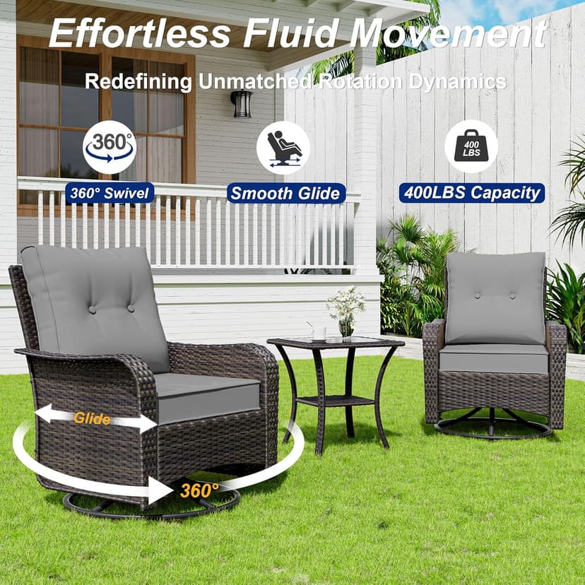 10 Pieces Patio Furniture Set with 2 Swivel Chairs Patio Furniture Outdoor Sectional Sofas with 55000 Gas Fire Pit Patio Conversation Set w/7 Cushions-Gary