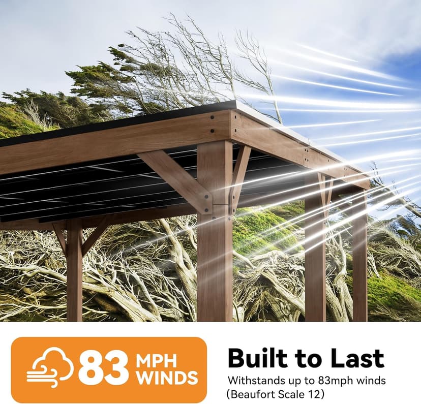 Modern Shade Supreme Cedar Wood Gazebo 12' x 20' with Hardtop Slope Roof, Wooden Grill Gazebo with Durable and Rot-Resistant, Supports Snow Loads and High Wind Speeds, Ideal for Backyard, Deck, Garden