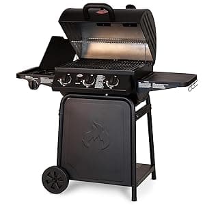 Char-Griller® Grillin' Pro 3-Burner Propane Gas Grill in Black with 40,800 BTU, Cast Iron Grates and Warming Racks, 630 Cooking Square Inches, Model E3001