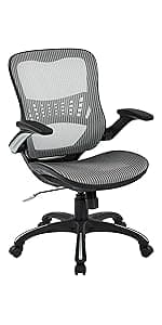 Space Seating AirGrid Back and Padded Stitched Bonded Leather Seat, 2-to-1 Synchro Tilt Control, Adjustable Arms, Nylon Base Adjustable Managers Chair, Black