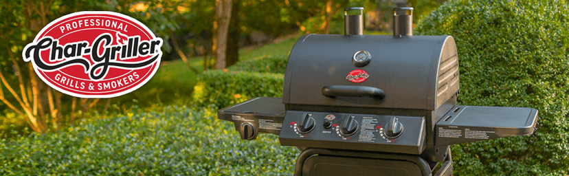 Char-Griller® Grillin' Pro 3-Burner Propane Gas Grill in Black with 40,800 BTU, Cast Iron Grates and Warming Racks, 630 Cooking Square Inches, Model E3001