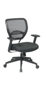 Space Seating AirGrid Back and Padded Stitched Bonded Leather Seat, 2-to-1 Synchro Tilt Control, Adjustable Arms, Nylon Base Adjustable Managers Chair, Black