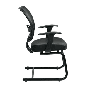 Space Seating AirGrid Back and Padded Stitched Bonded Leather Seat, 2-to-1 Synchro Tilt Control, Adjustable Arms, Nylon Base Adjustable Managers Chair, Black