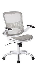 Space Seating AirGrid Back and Padded Stitched Bonded Leather Seat, 2-to-1 Synchro Tilt Control, Adjustable Arms, Nylon Base Adjustable Managers Chair, Black