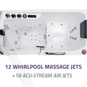 ANZZI Walk In Tub 53" x 27'' Right Drain Fully Loaded Tub, Air Jets & Whirlpool Massage Jets Hot Tub (2753FLWR)