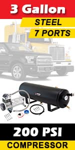 Vixen Horns 12V Air Compressor with Tank 1.5 Gallon - 150 PSI Working Pressure Onboard Air System for Train Horns/Inflating Tires, VXO8315