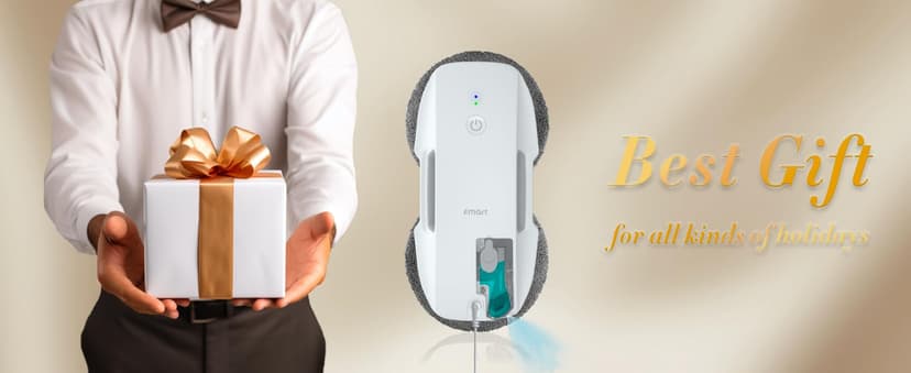 FMART T9Pro Window Cleaning Robot, Ultrasonic Atomization Intelligent Water Spray, 3800PA Suction Power, AI Intelligent Path Planning, Edge Detection Technology, Remote Control Robot Window Cleaner