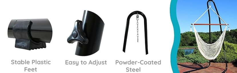 Sunnydaze Adjustable Hammock Chair Stand Only - 79-Inch to 93-Inch Tall Hanging Chair Stand - Heavy-Duty 330-Pound Weight Capacity