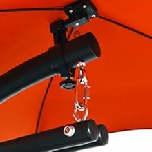 Giantex Hanging Chaise Lounger Chair, Arc Stand Porch Swing Chair w/Canopy, Cushion Built-in Pillow, Outdoor Freestanding Swing Hammock Chair for Patio Poolside Backyard Garden (Orange)